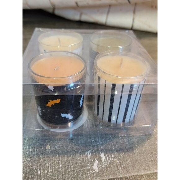 Halloween candle vanilla scent set spider bat striped - Picture 2 of 5